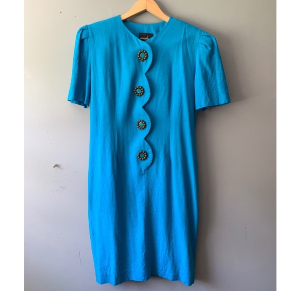 Positive Attitude Dresses & Skirts - Vintage Positive Attitude Blue Midi Dress Linen